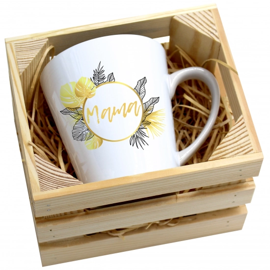 KUBEK LATTE 330ml W SKRZYNCE DLA MAMY PREZENT DZIEŃ MATKI MAMA MAMUSIA