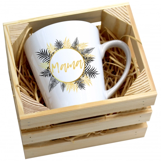 KUBEK LATTE 330ml W SKRZYNCE DLA MAMY PREZENT DZIEŃ MATKI MAMA MAMUSIA