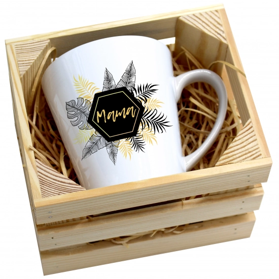 KUBEK LATTE 330ml W SKRZYNCE DLA MAMY PREZENT DZIEŃ MATKI MAMA MAMUSIA