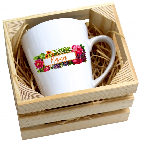 KUBEK LATTE 330ml W SKRZYNCE DLA MAMY PREZENT DZIEŃ MATKI MAMA MAMUSIA