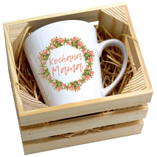 KUBEK LATTE 330ml W SKRZYNCE DLA MAMY PREZENT DZIEŃ MATKI MAMA MAMUSIA