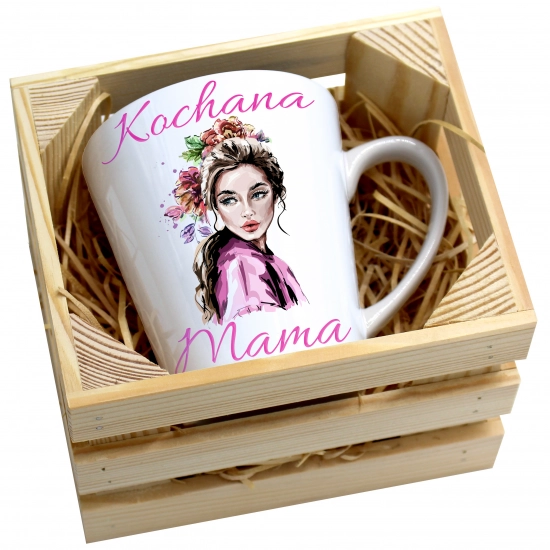 KUBEK LATTE 330ml W SKRZYNCE DLA MAMY PREZENT DZIEŃ MATKI MAMA MAMUSIA
