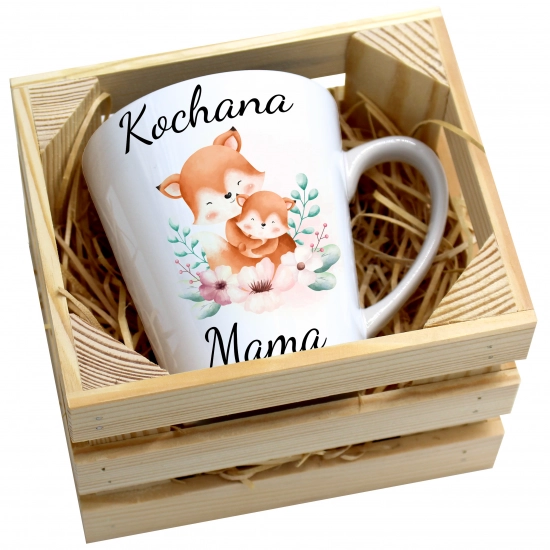 KUBEK LATTE 330ml W SKRZYNCE DLA MAMY PREZENT DZIEŃ MATKI MAMA MAMUSIA