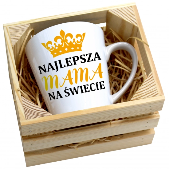 KUBEK LATTE 330ml W SKRZYNCE DLA MAMY PREZENT DZIEŃ MATKI MAMA MAMUSIA