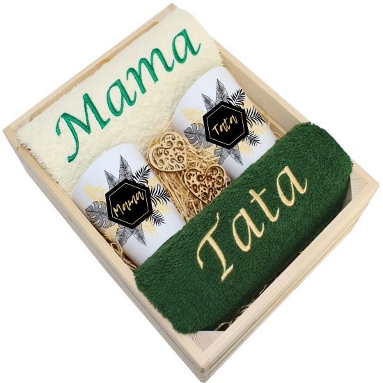 PREZENT DLA MAMY I TATY KUBKI LATTE + RĘCZNIKI