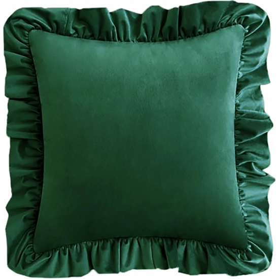 POSZEWKA DEKORACYJNA Z FALBANKĄ 40x40 VELVET JASIEK FALBANA MALACHIT