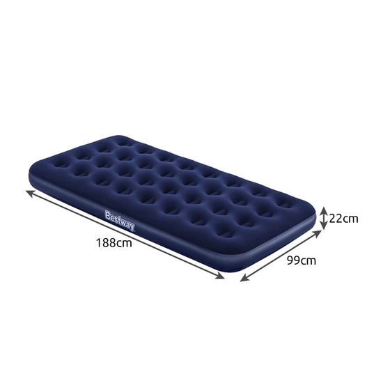 Grafika przedstawiająca wymiary 188x99x22 cm i wewnętrzny stelaż Coil-Beam materaca Bestway