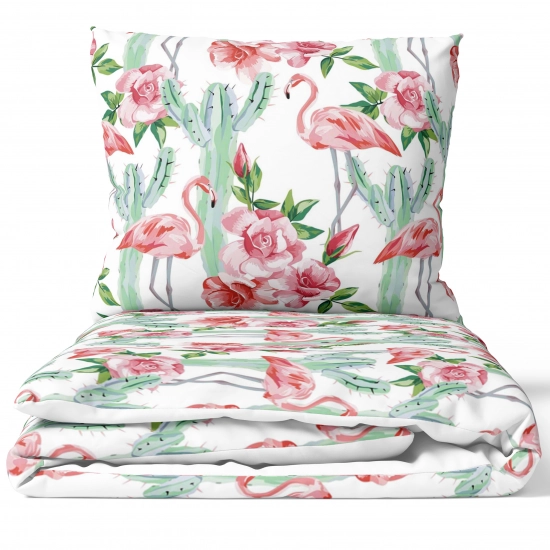 POŚCIEL 100% BAWEŁNA RÓŻOWY RAJ POLSKI KOMPLET POŚCIELI