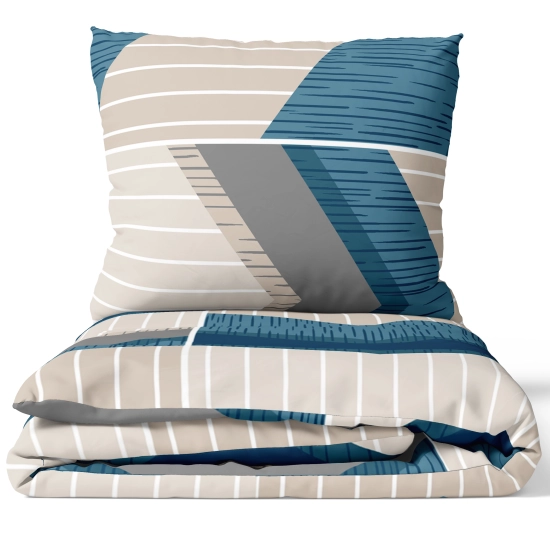 KOMPLET POŚCIELI POLSKA 100% BAWEŁNA NIEBIESKI SZRON 180x200