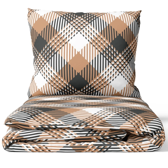 POŚCIEL 100% BAWEŁNA KARMELOWY WZÓR POLSKI KOMPLET POŚCIELI