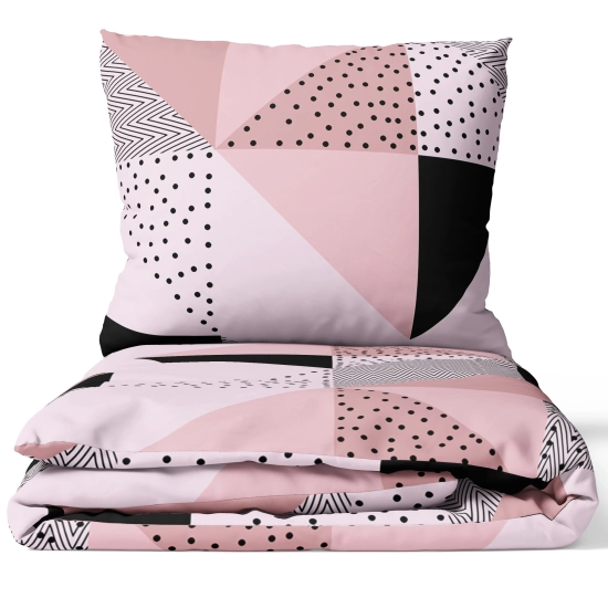 KOMPLET POŚCIELI POLSKA 100% BAWEŁNA TRÓJKĄTNY RÓŻ 180x200