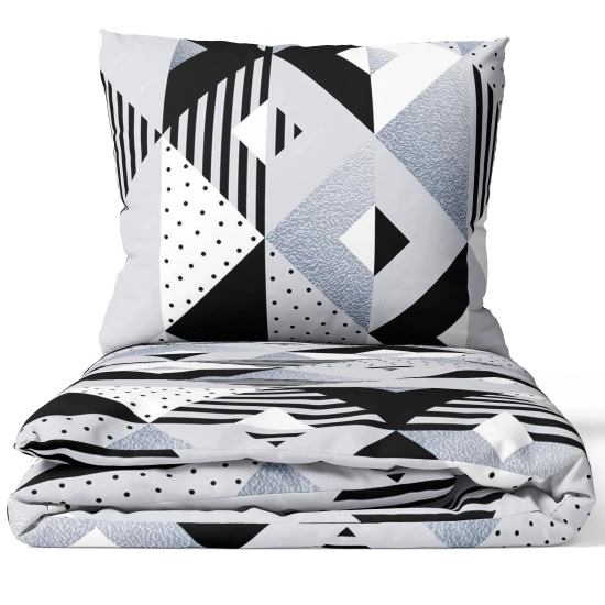 KOMPLET POŚCIELI POLSKA 100% BAWEŁNA CZARNY ZYGZAK 180x200