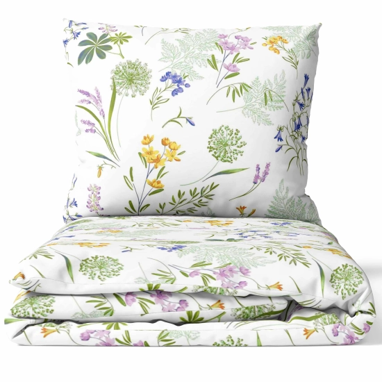 Złożony komplet pościeli bawełnianej premium we wzór polny poranek