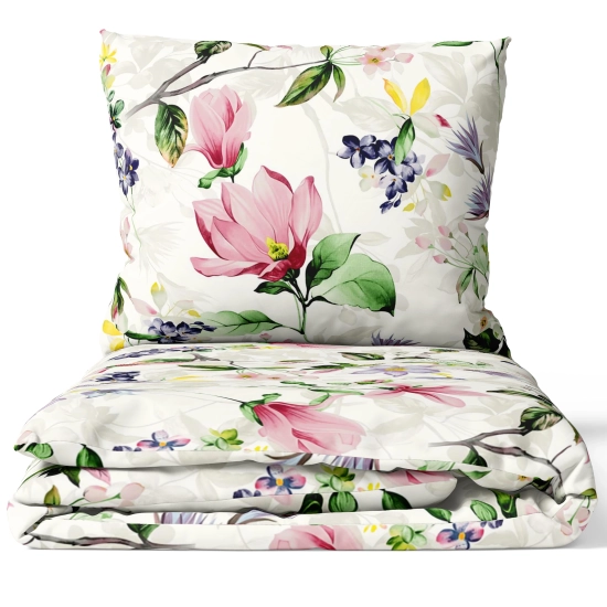 Złożony komplet pościeli bawełnianej premium we wzór kwiat wiśni