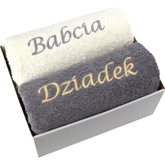 LUKSUSOWY PREZENT DLA BABCI I DZIADKA ZESTAW RĘCZNIKÓW Z HAFTEM KOMPLET