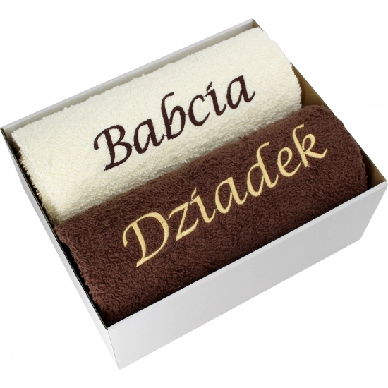 LUKSUSOWY PREZENT DLA BABCI I DZIADKA ZESTAW RĘCZNIKÓW Z HAFTEM KOMPLET