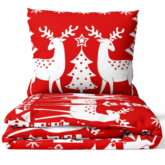 ŚWIATECZNA POŚCIEL POLSKA 100% BAWEŁNA PREMIUM CZERWONE ŚWIĘTA 200x200