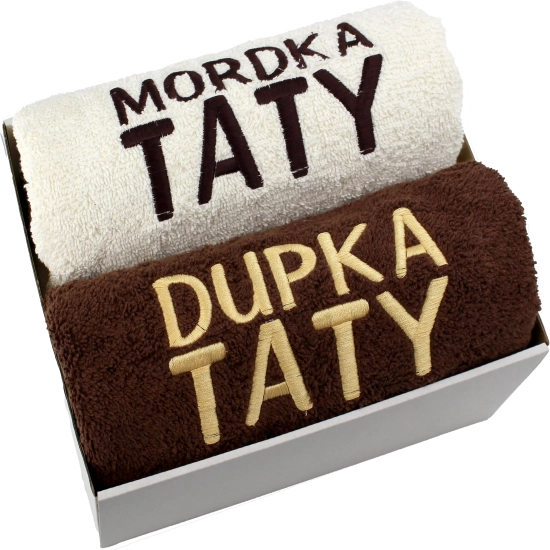 PREZENT DLA TATY NA DZIEŃ OJCA KOMPLET RĘCZNIKÓW Z HAFTEM MORDKA DUPKA