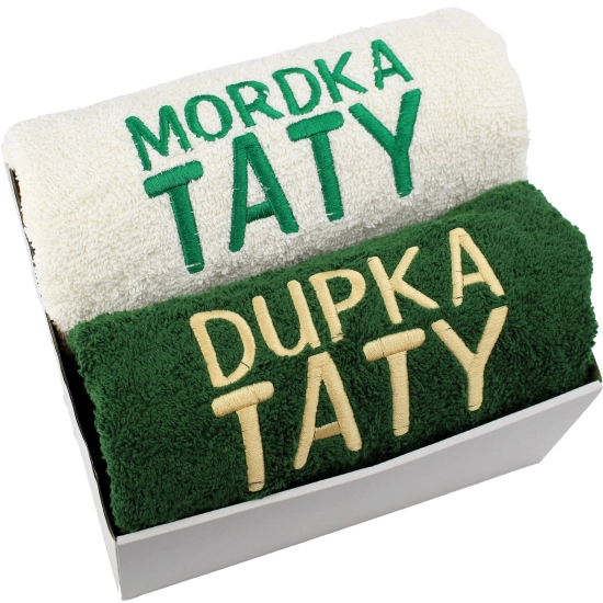 PREZENT DLA TATY NA DZIEŃ OJCA KOMPLET RĘCZNIKÓW Z HAFTEM MORDKA DUPKA