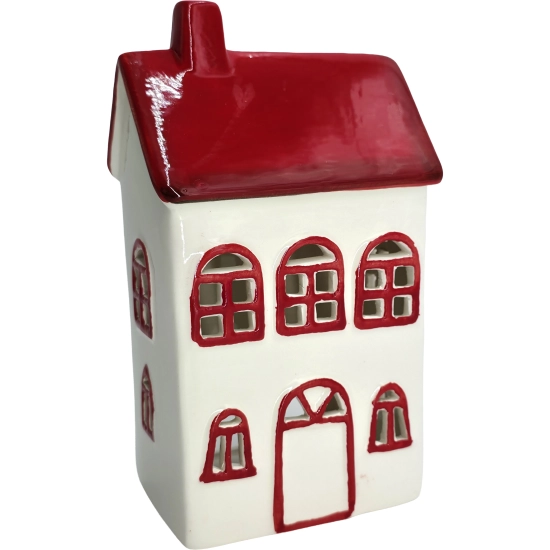 Ceramiczny Domek na Tealight 17 cm – Świąteczna Latarenka