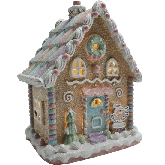 Świecący Domek Piernikowy LED z Mikołajem 19,5 × 15,5 × 25 cm