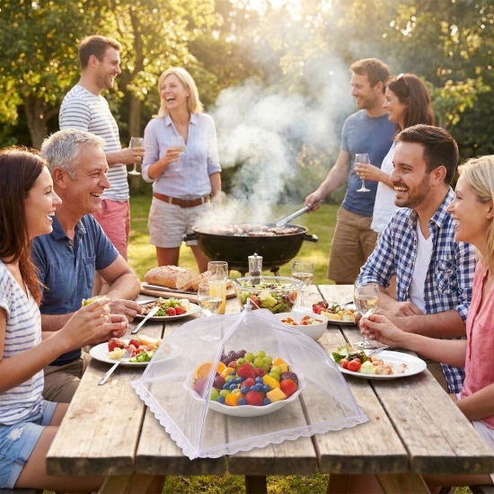 Duża osłonka klosz na jedzenie siatka parasolka podczas grilla