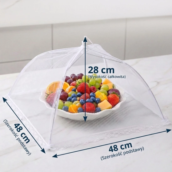 Wymiary dużej moskitiery osłonki na jedzenie 48x48x28 cm