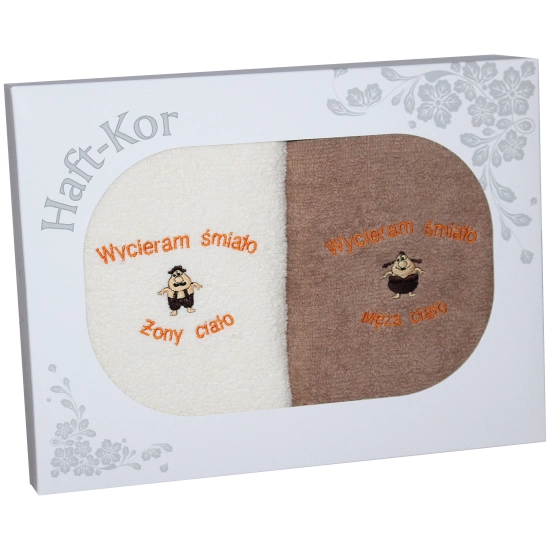 PREZENT ŚLUBNY ZESTAW DWÓCH RĘCZNIKÓW ŻONA MĄŻ