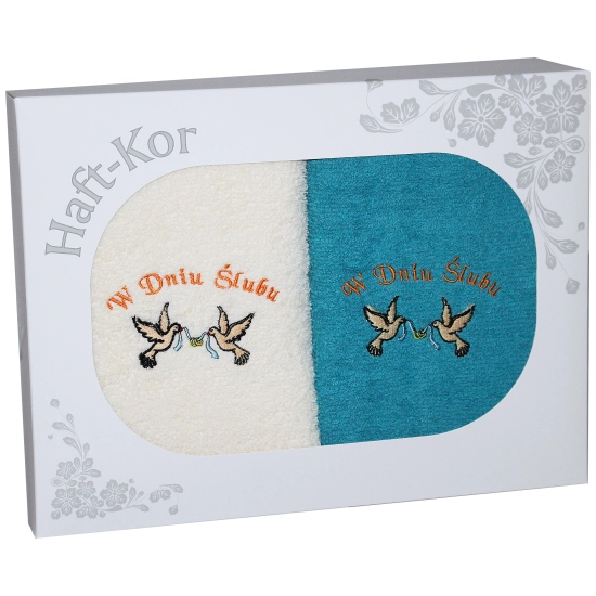 PREZENT ŚLUBNY ZESTAW DWÓCH RĘCZNIKÓW ŻONA MĄŻ