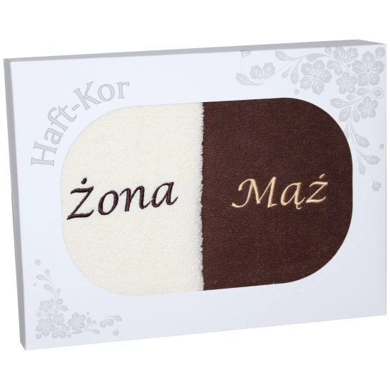 PREZENT ŚLUBNY ZESTAW DWÓCH RĘCZNIKÓW ŻONA MĄŻ