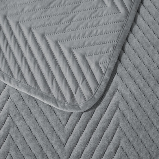 NARZUTA WELUROWA 200X220 NA KANAPĘ PREMIUM VELVET PIKOWANA SZARY