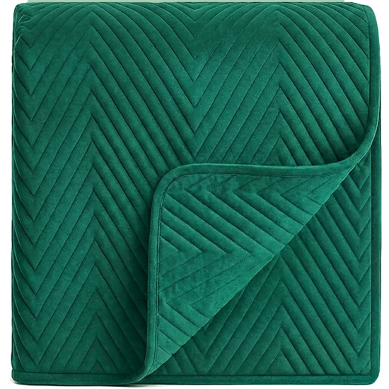 NARZUTA WELUROWA 170X210 NA KANAPĘ PREMIUM VELVET PIKOWANA BUTELKOWA ZIELEŃ