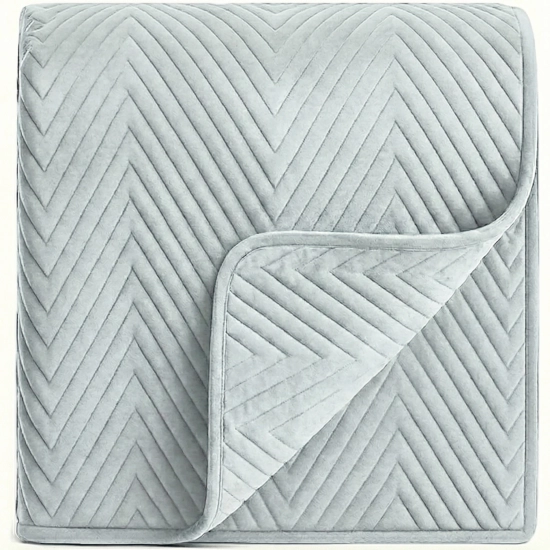 NARZUTA WELUROWA 200X220 NA KANAPĘ PREMIUM VELVET PIKOWANA KAPA JASNY SZARY