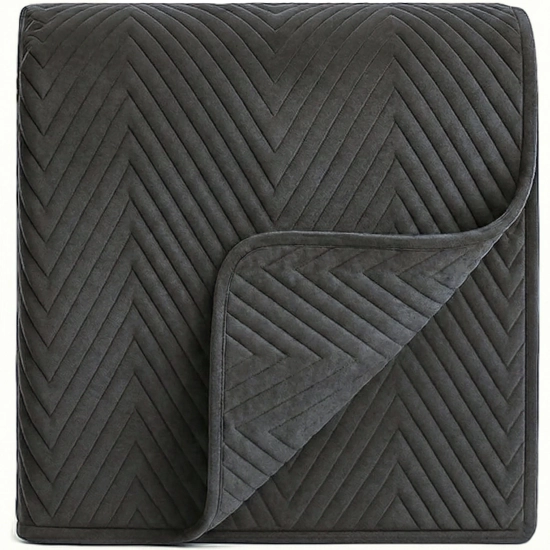 NARZUTA WELUROWA 170X210 NA KANAPĘ PREMIUM VELVET PIKOWANA KAPA GRAFITOWA