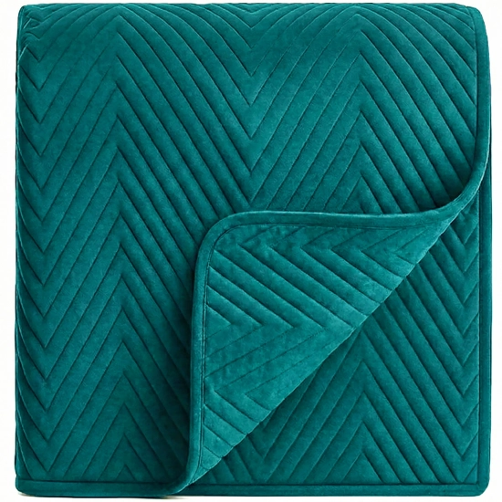 NARZUTA WELUROWA 200X220 NA KANAPĘ PREMIUM VELVET PIKOWANA KAPA TURKUSOWA