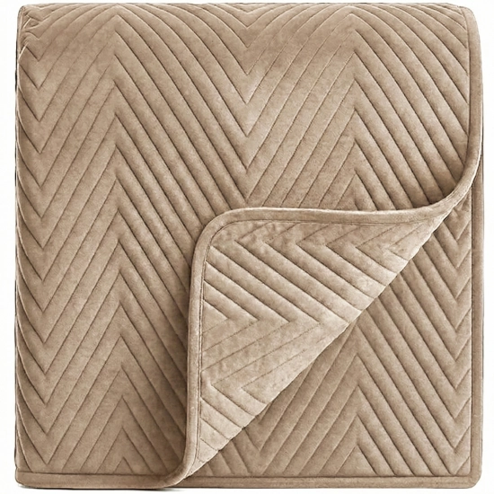 NARZUTA WELUROWA 170X210 NA KANAPĘ PREMIUM VELVET PIKOWANA BEŻOWY