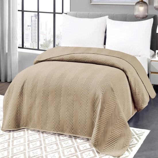 NARZUTA WELUROWA 70x160 NA FOTEL PREMIUM VELVET PIKOWANA BEŻ