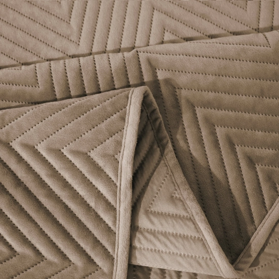 NARZUTA WELUROWA 200X220 NA KANAPĘ PREMIUM VELVET PIKOWANA KAPA BEŻ
