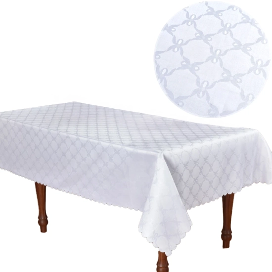 BIAŁY OBRUS NA STÓŁ 160X350 DEKORACYJNY ŻAKARDOWY BIANCA PROSTOKĄTNY