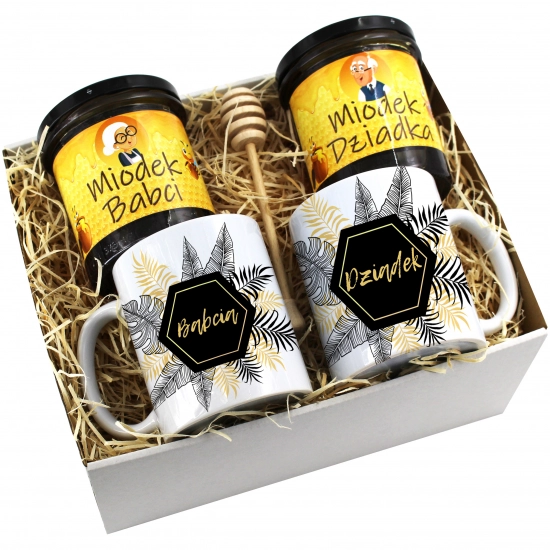 PREZENT ZESTAW NA DZIEŃ BABCI I DZIADKA KUBKI + MIÓD BABCIA DZIADEK KOMPLET