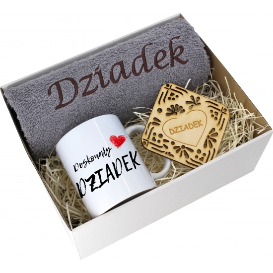 PREZENT DZIEŃ DZIADKA RĘCZNIK KUBEK SUPER DZIADEK