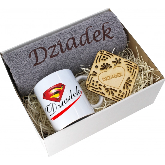 PREZENT DZIEŃ DZIADKA RĘCZNIK KUBEK SUPER DZIADEK