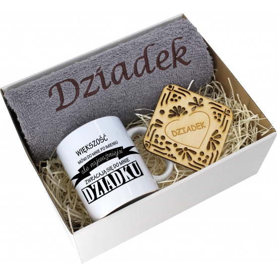 PREZENT DZIEŃ DZIADKA RĘCZNIK KUBEK SUPER DZIADEK