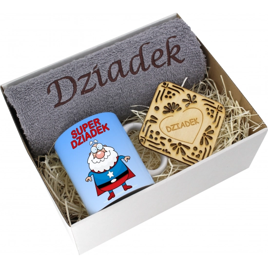 PREZENT DZIEŃ DZIADKA RĘCZNIK KUBEK SUPER DZIADEK