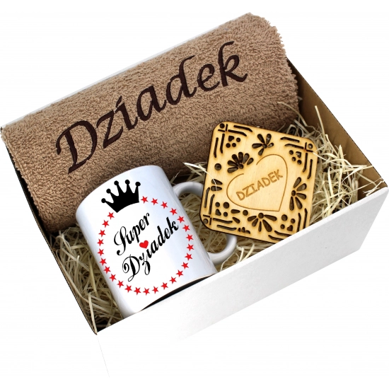 PREZENT DZIEŃ DZIADKA RĘCZNIK KUBEK SUPER DZIADEK