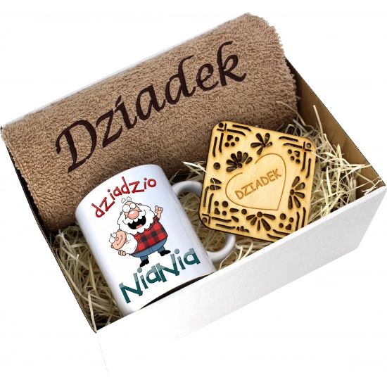 PREZENT DZIEŃ DZIADKA RĘCZNIK KUBEK SUPER DZIADEK