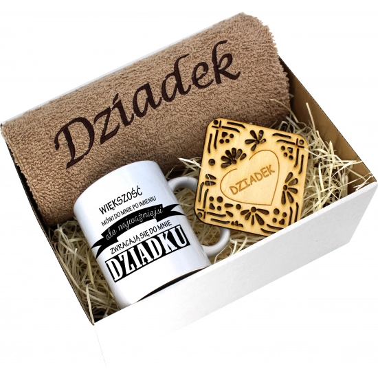 PREZENT DZIEŃ DZIADKA RĘCZNIK KUBEK SUPER DZIADEK