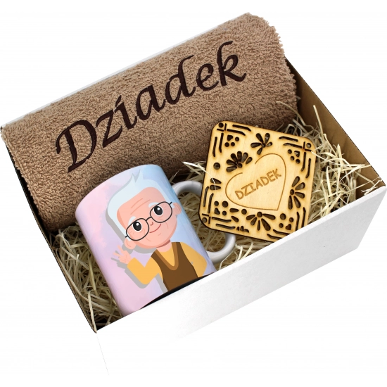 PREZENT DZIEŃ DZIADKA RĘCZNIK KUBEK SUPER DZIADEK