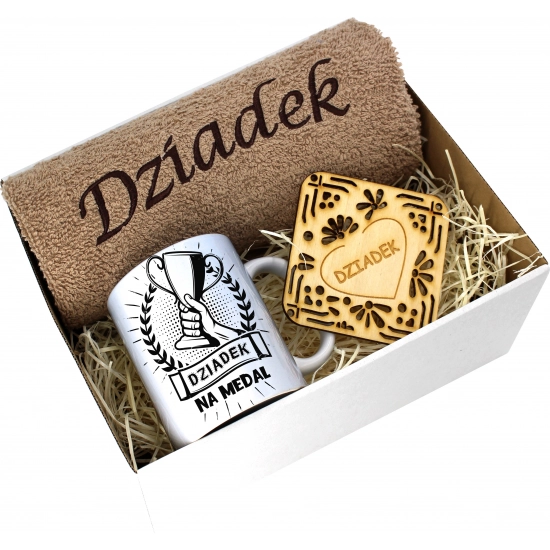 PREZENT DZIEŃ DZIADKA RĘCZNIK KUBEK SUPER DZIADEK