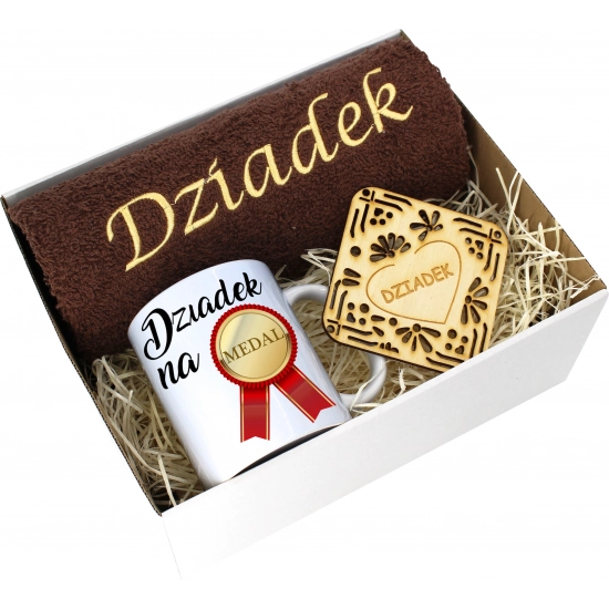 PREZENT DZIEŃ DZIADKA RĘCZNIK KUBEK SUPER DZIADEK